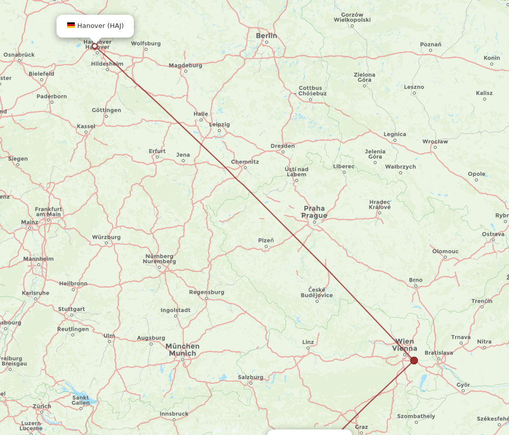 KLU-HAJ flight routes