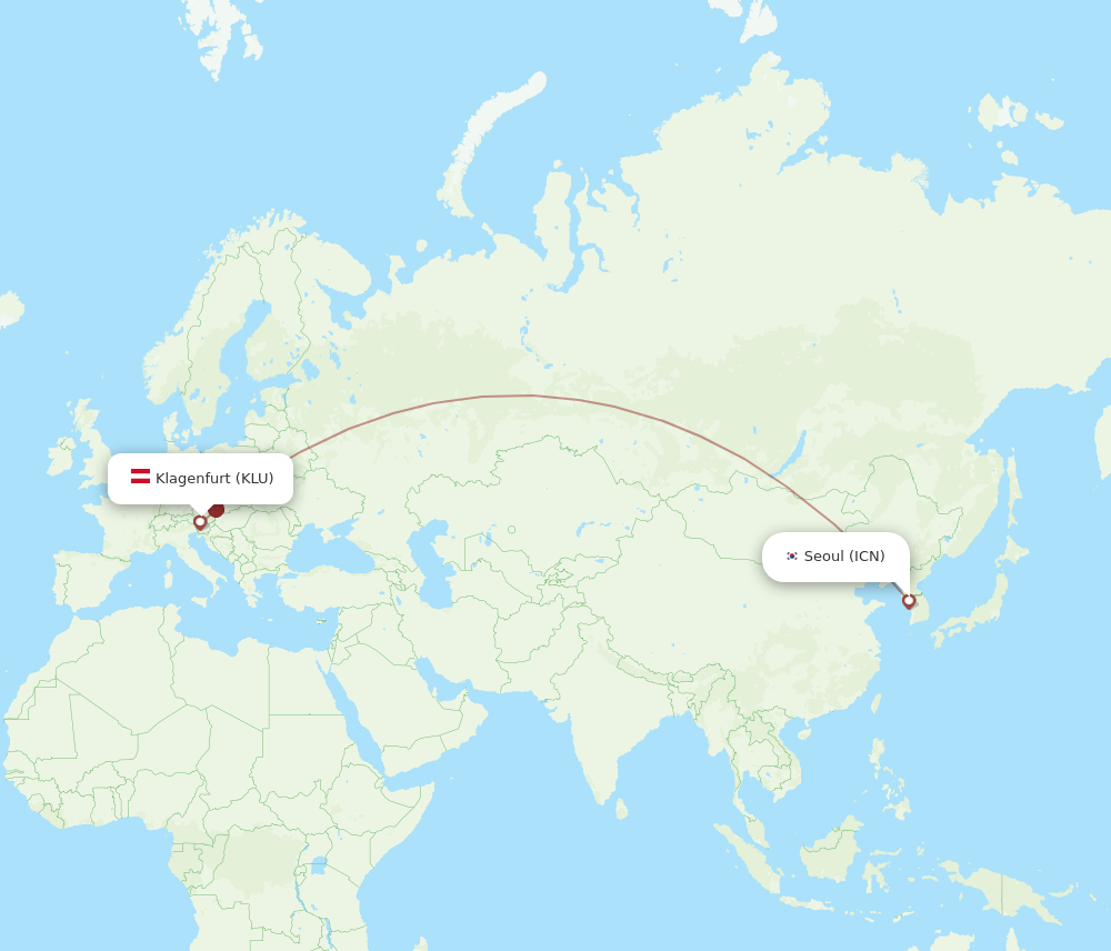 KLU-ICN flight routes