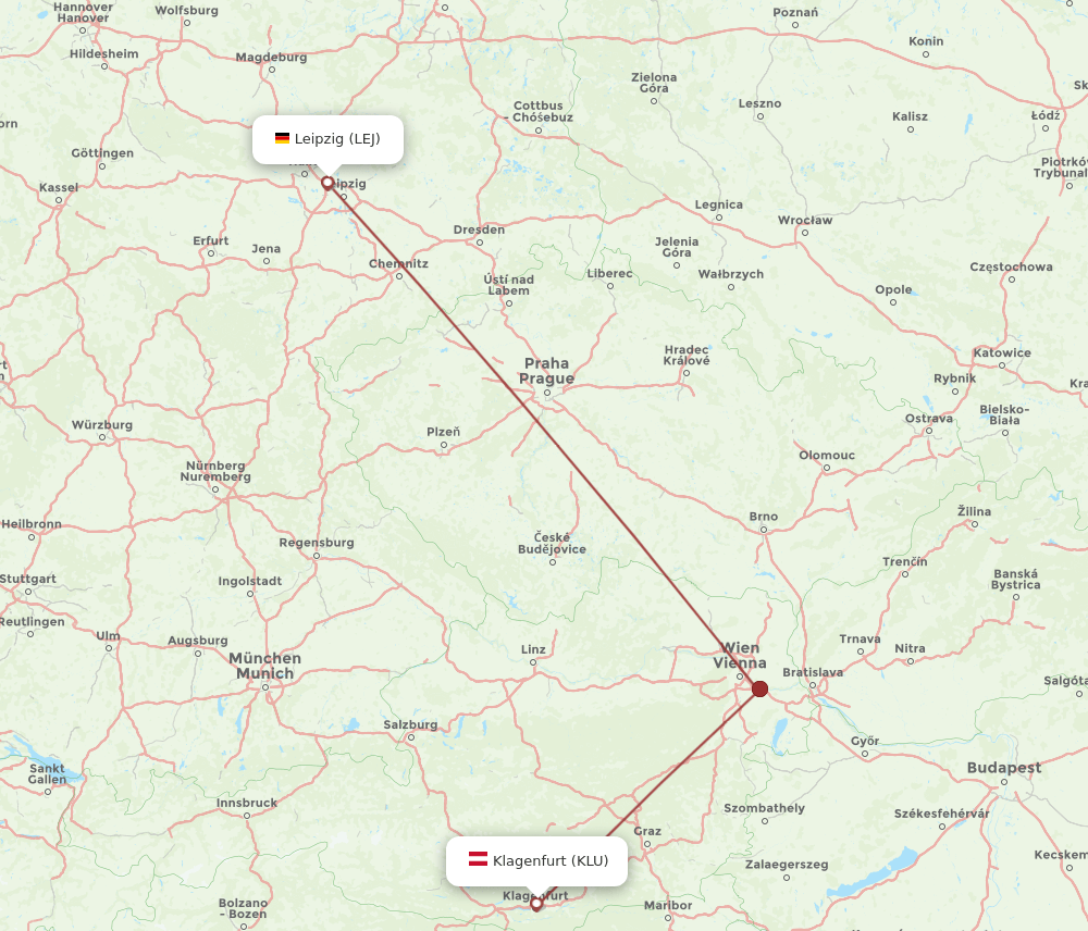 KLU-LEJ flight routes