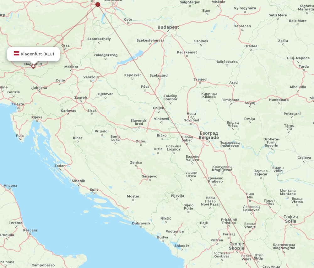 SKG to KLU flights and routes map