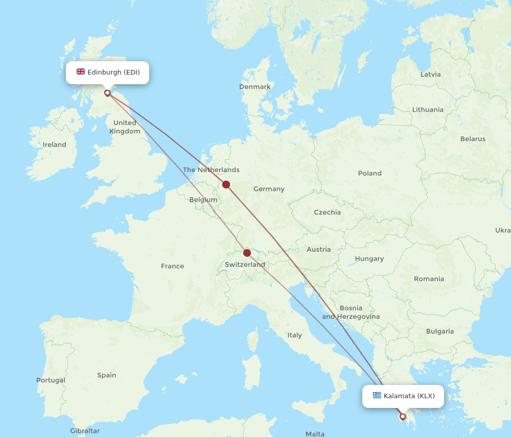 KLX-EDI flight routes