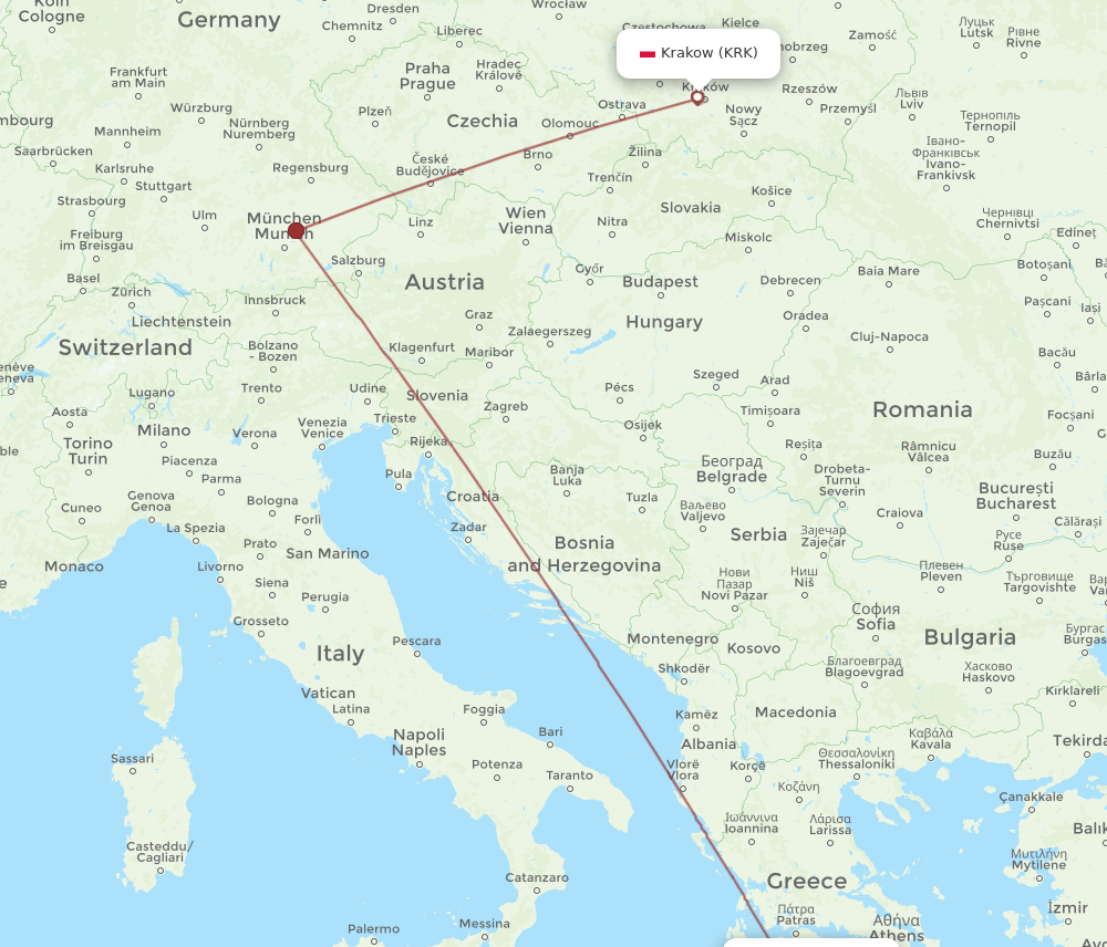 KLX-KRK flight routes