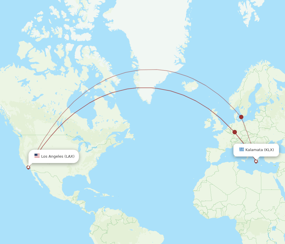 KLX-LAX flight routes