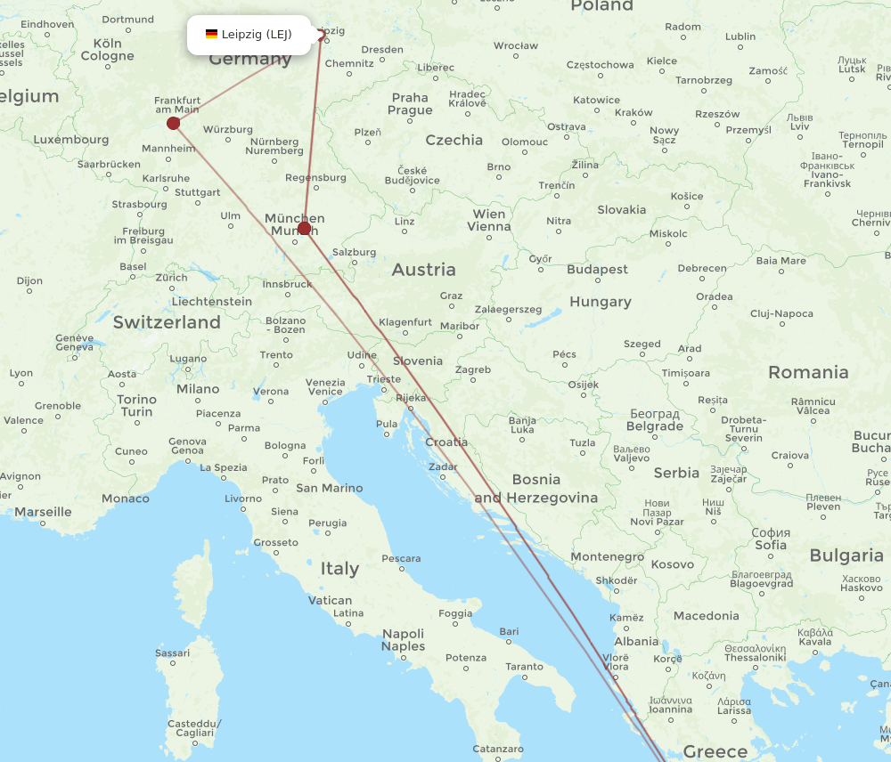KLX-LEJ flight routes