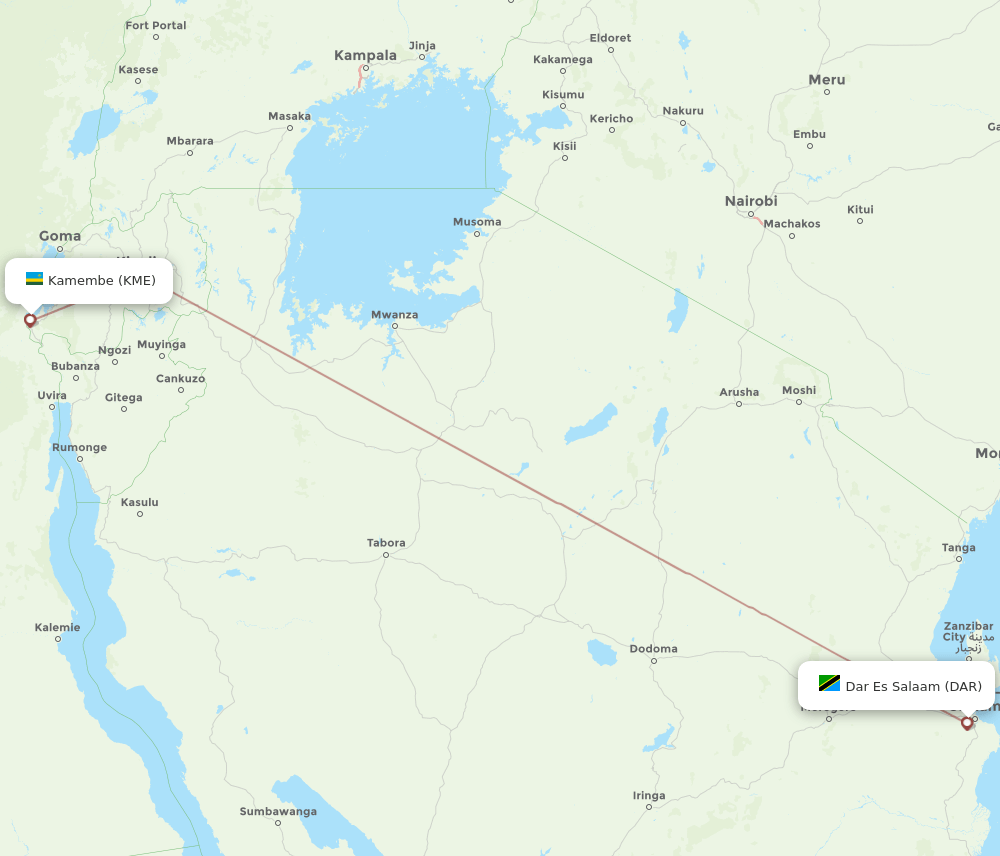 KME-DAR flight routes