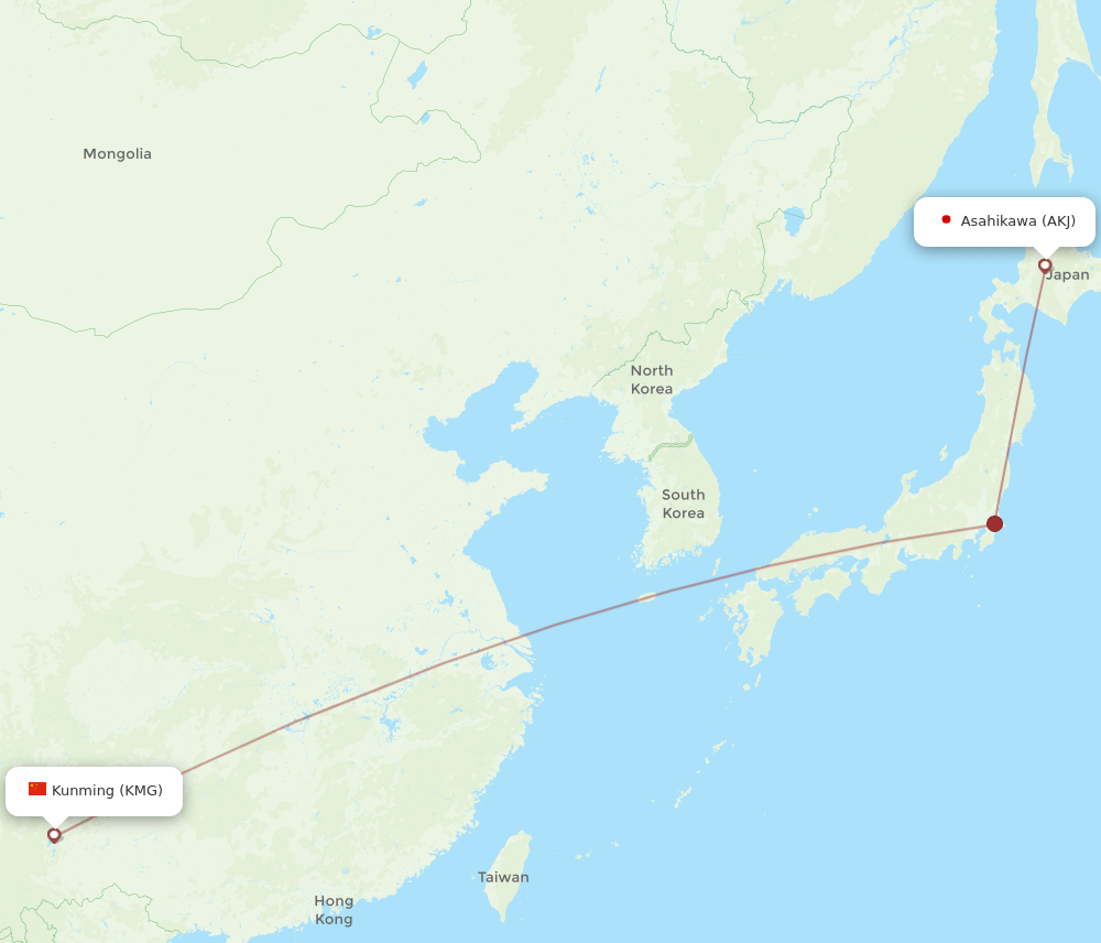 KMG-AKJ flight routes