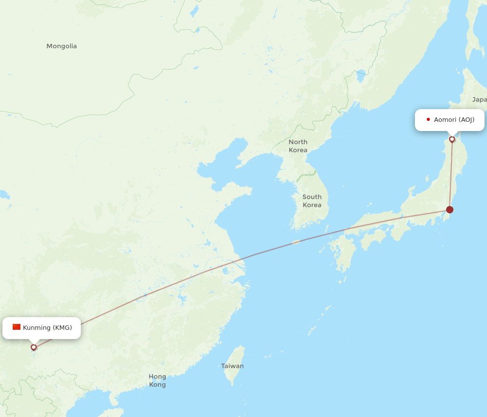 KMG-AOJ flight routes