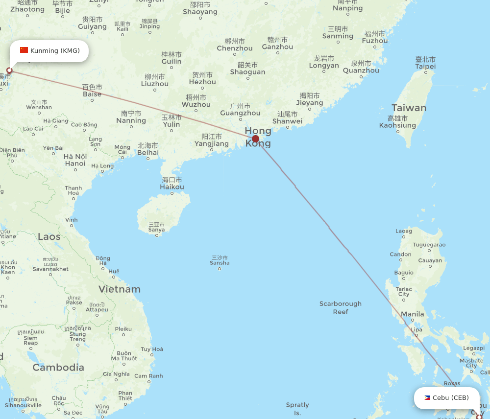 KMG-CEB flight routes