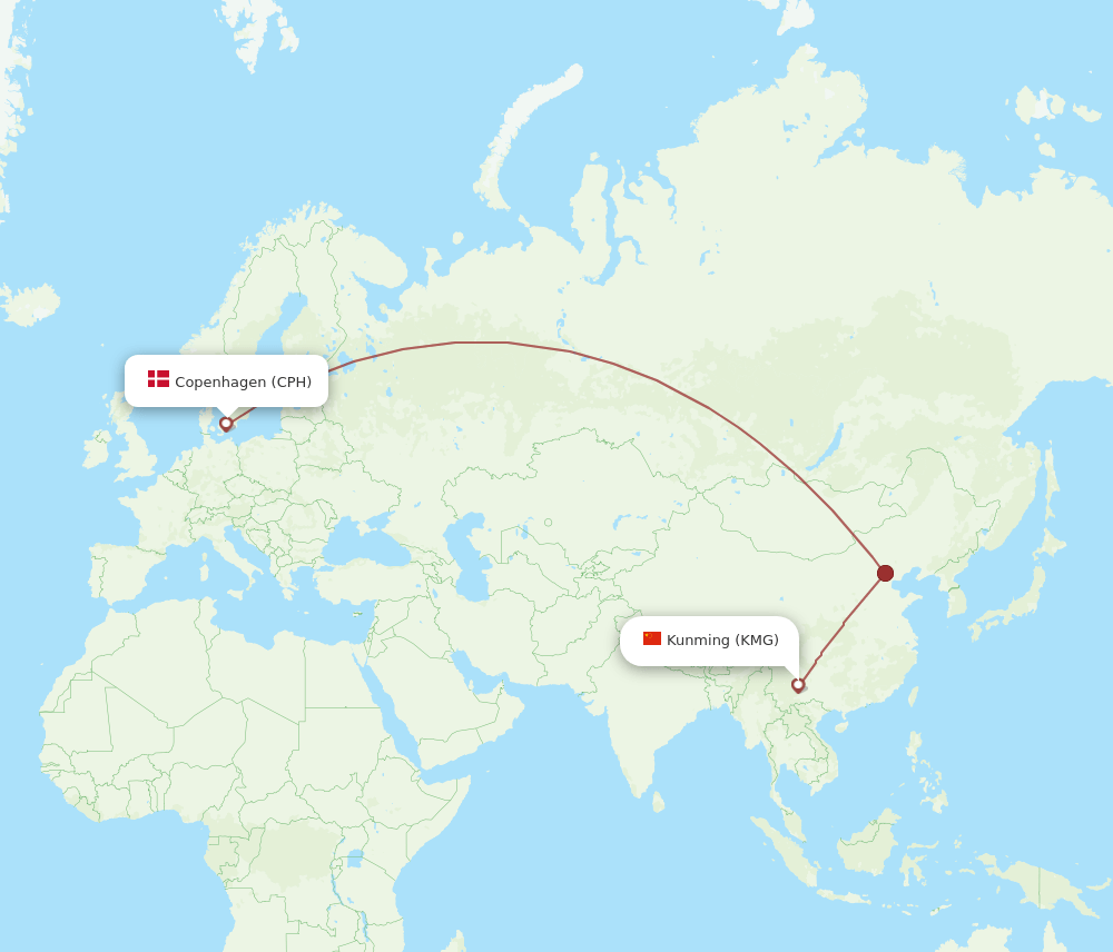 KMG to CPH flights and routes map