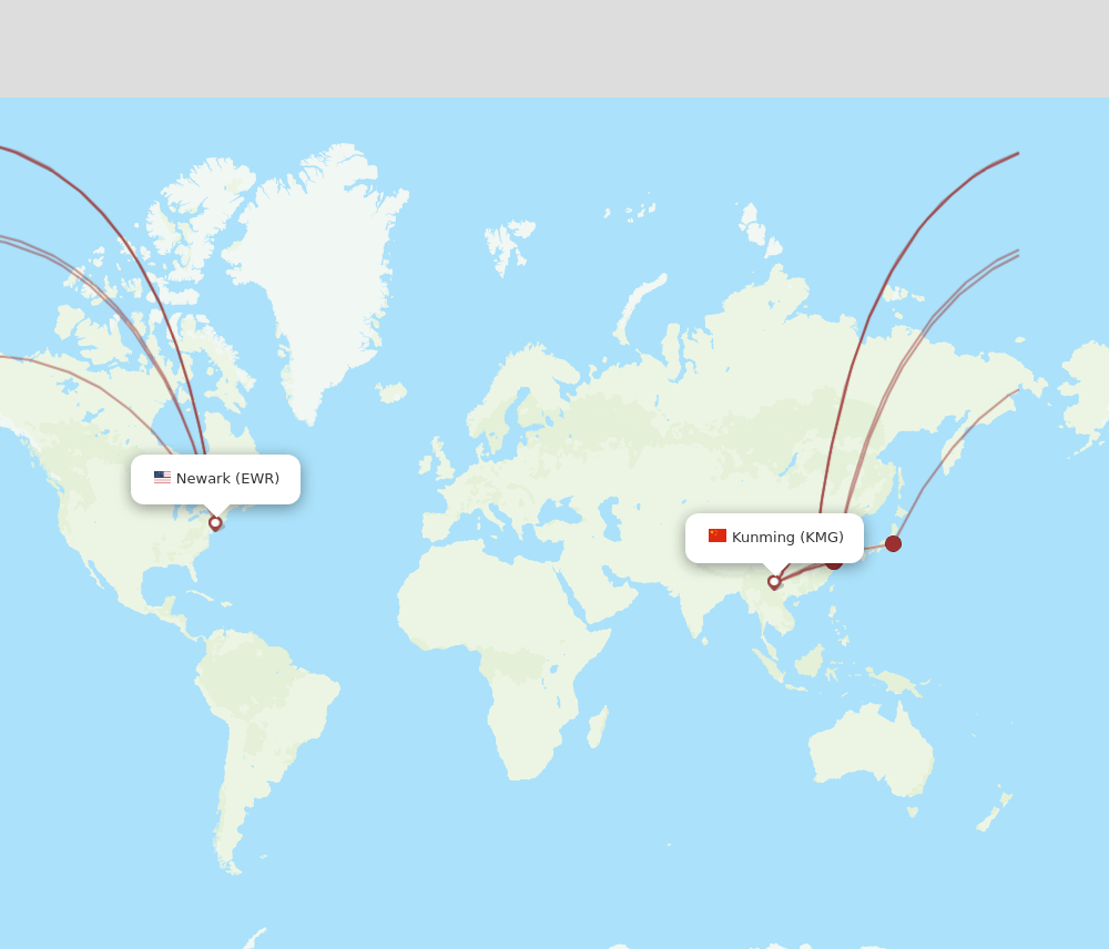 KMG-EWR flight routes