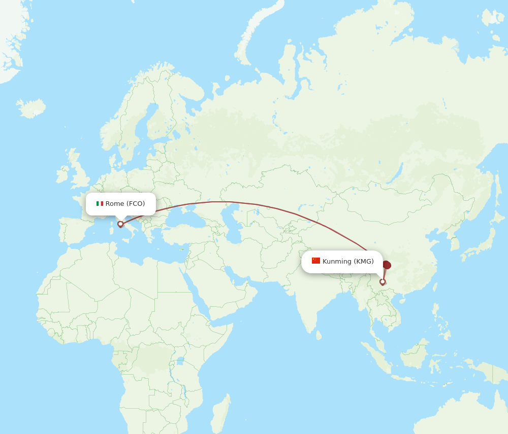 KMG-FCO flight routes