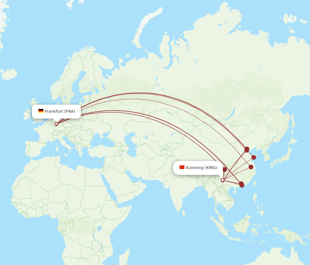 KMG-FRA flight routes