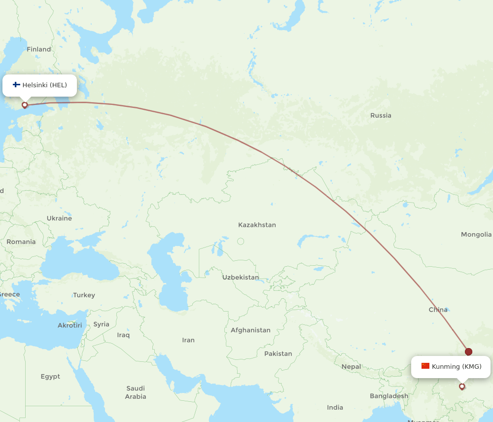 KMG-HEL flight routes