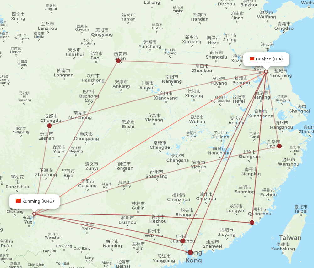 KMG to HIA flights and routes map