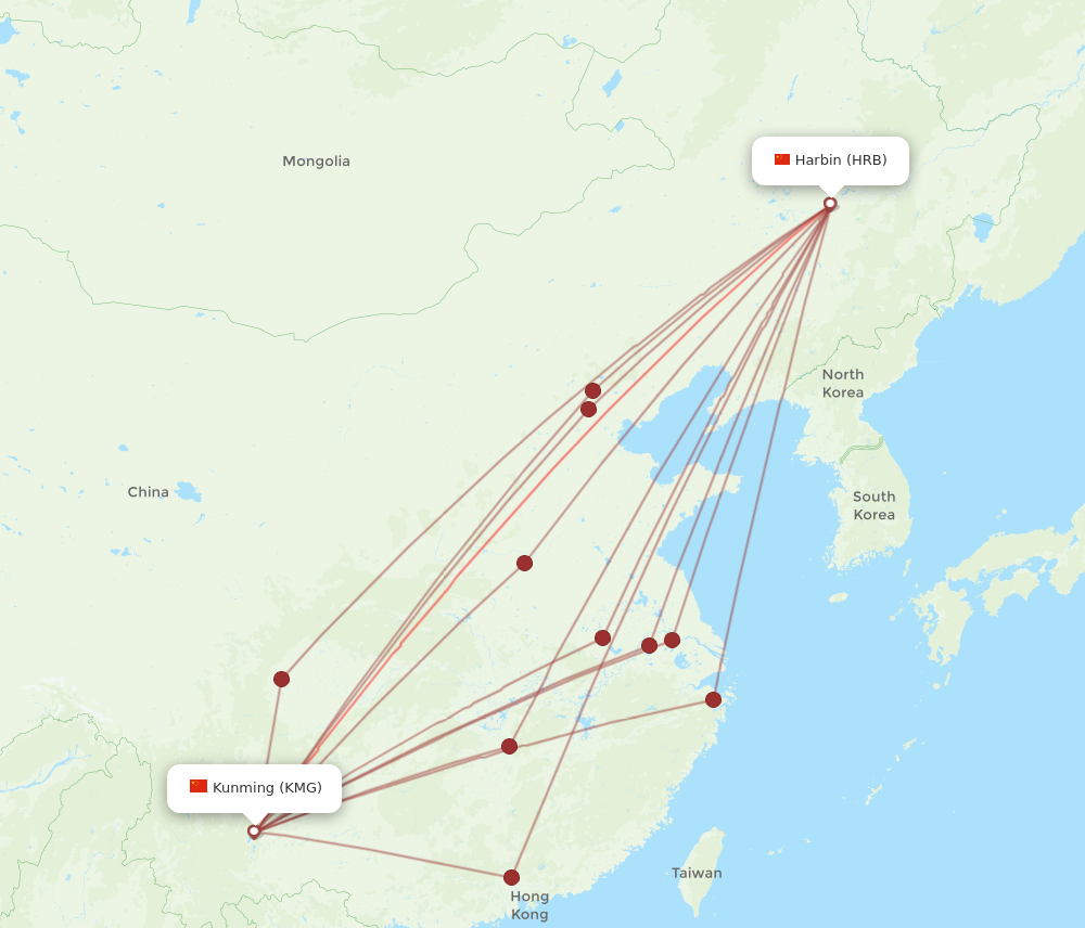 KMG to HRB flights and routes map