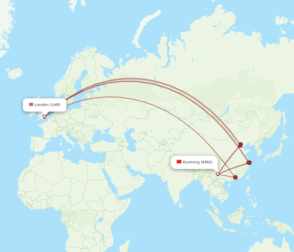 KMG to LHR flights and routes map