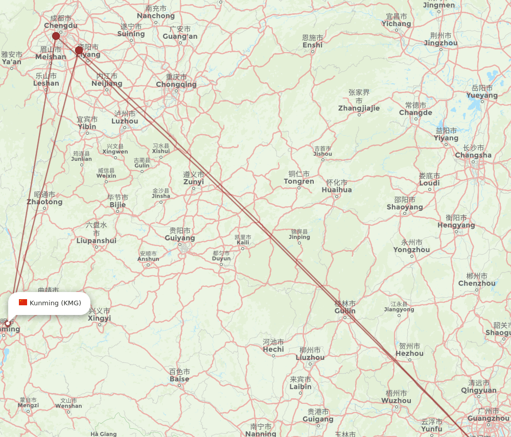 KMG-MFM flight routes