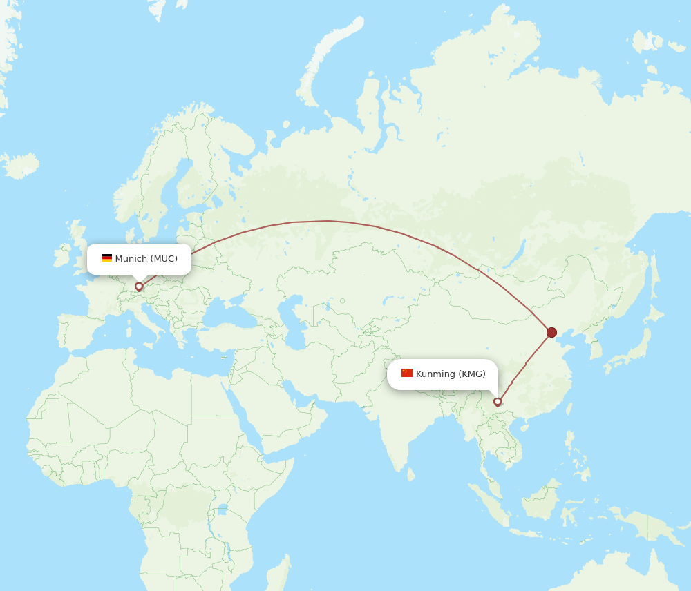KMG-MUC flight routes