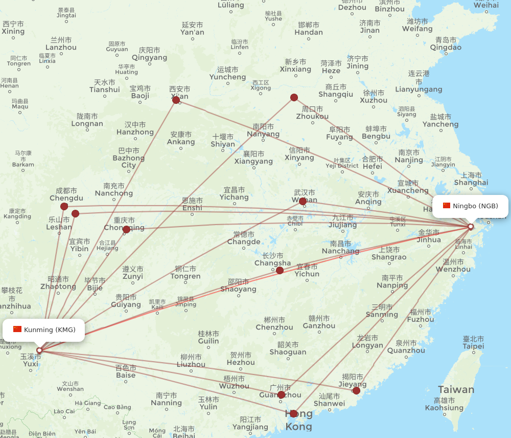 KMG to NGB flights and routes map