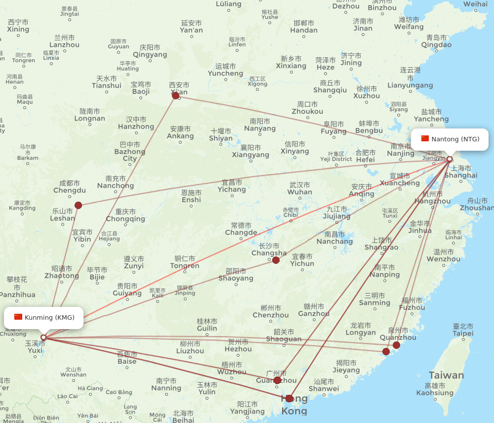 KMG to NTG flights and routes map