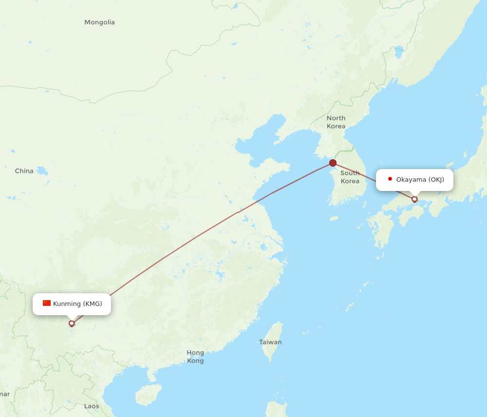 KMG-OKJ flight routes