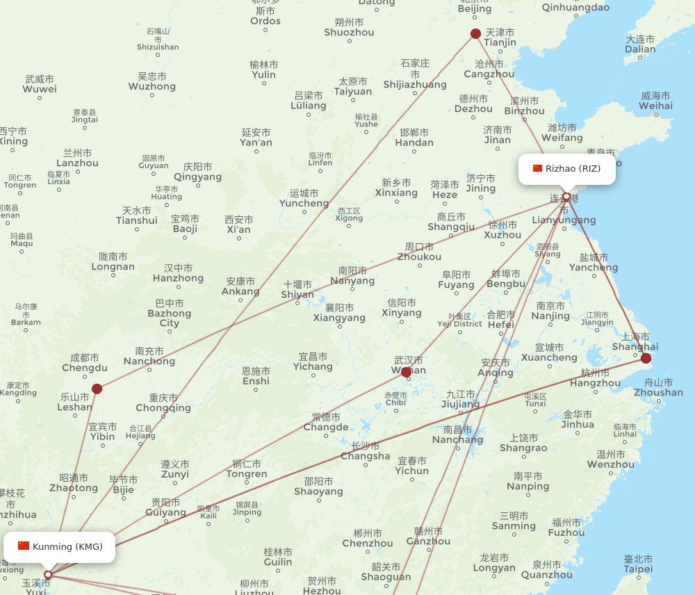 KMG to RIZ flights and routes map