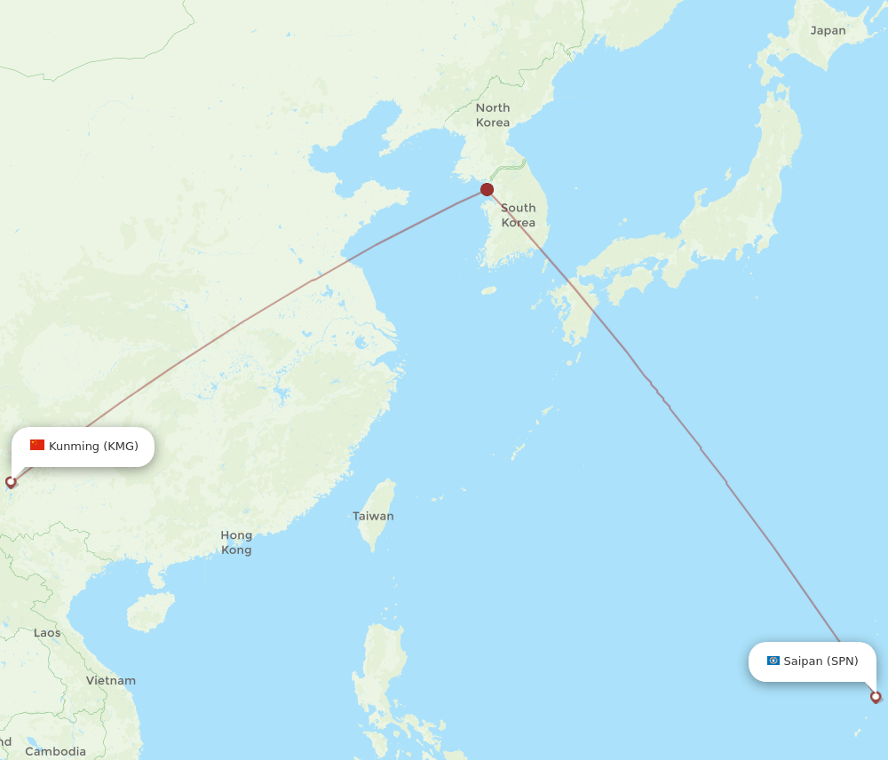 KMG to SPN flights and routes map