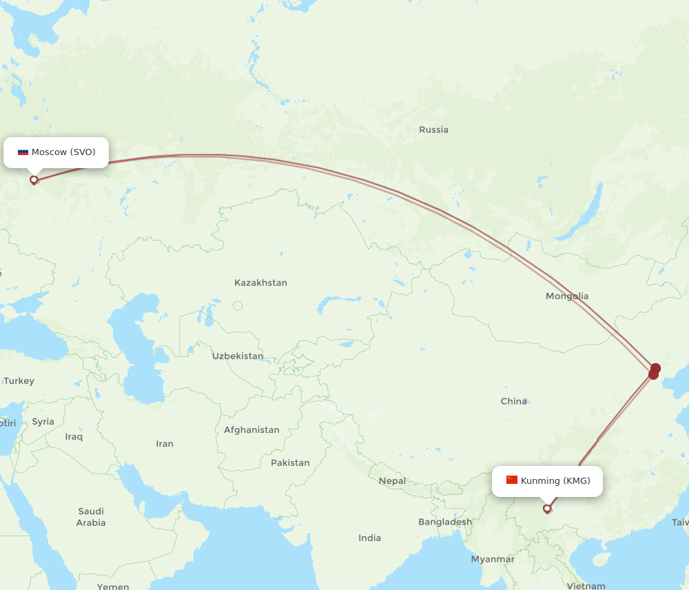 KMG-SVO flight routes