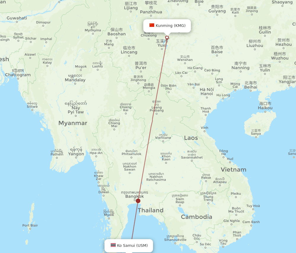 KMG-USM flight routes