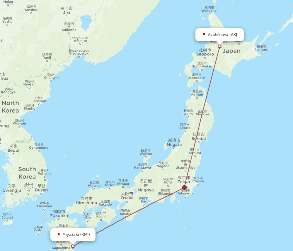 KMI to AKJ flights and routes map