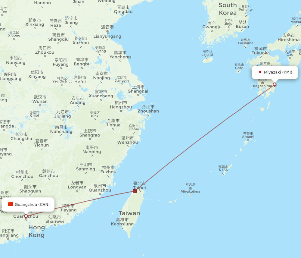 KMI-CAN flight routes
