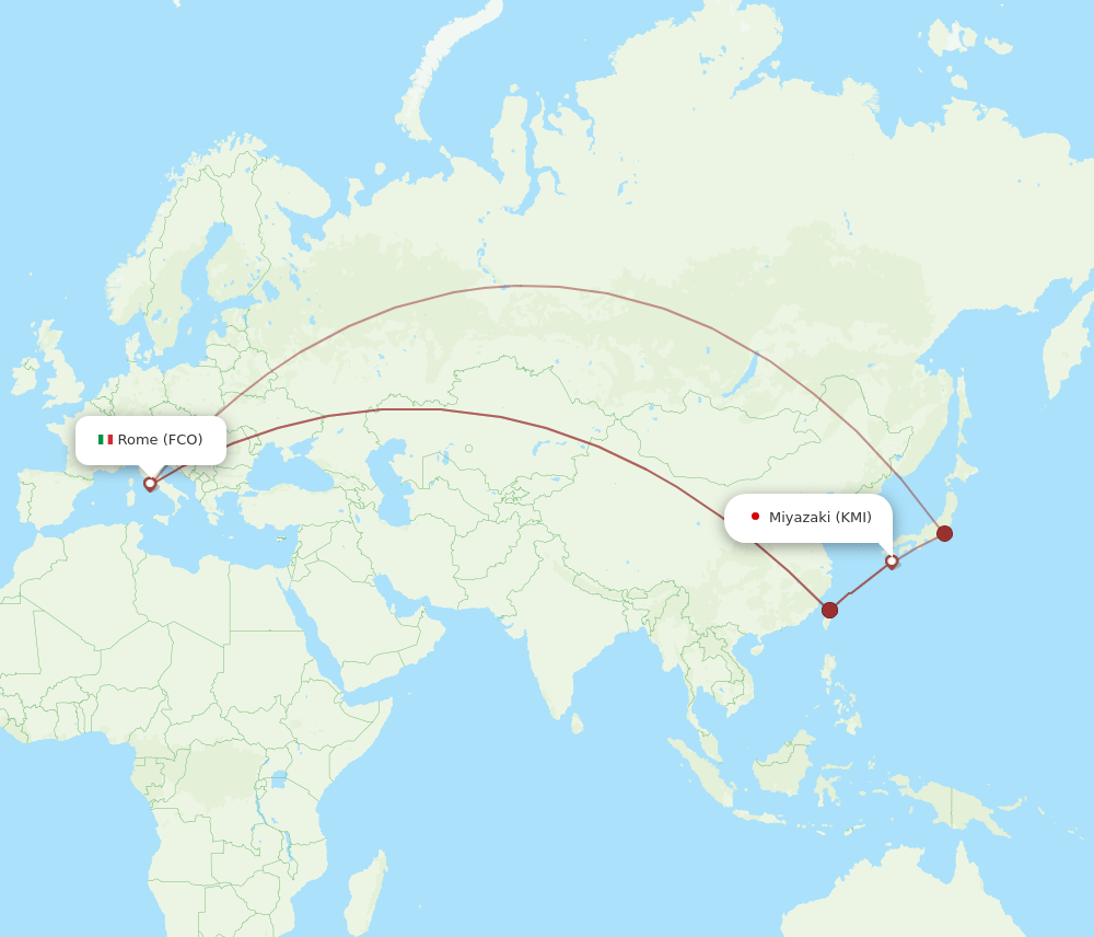 KMI to FCO flights and routes map
