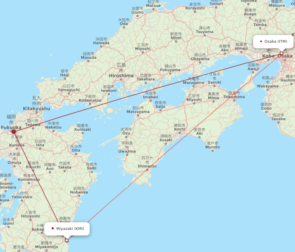KMI to ITM flights and routes map