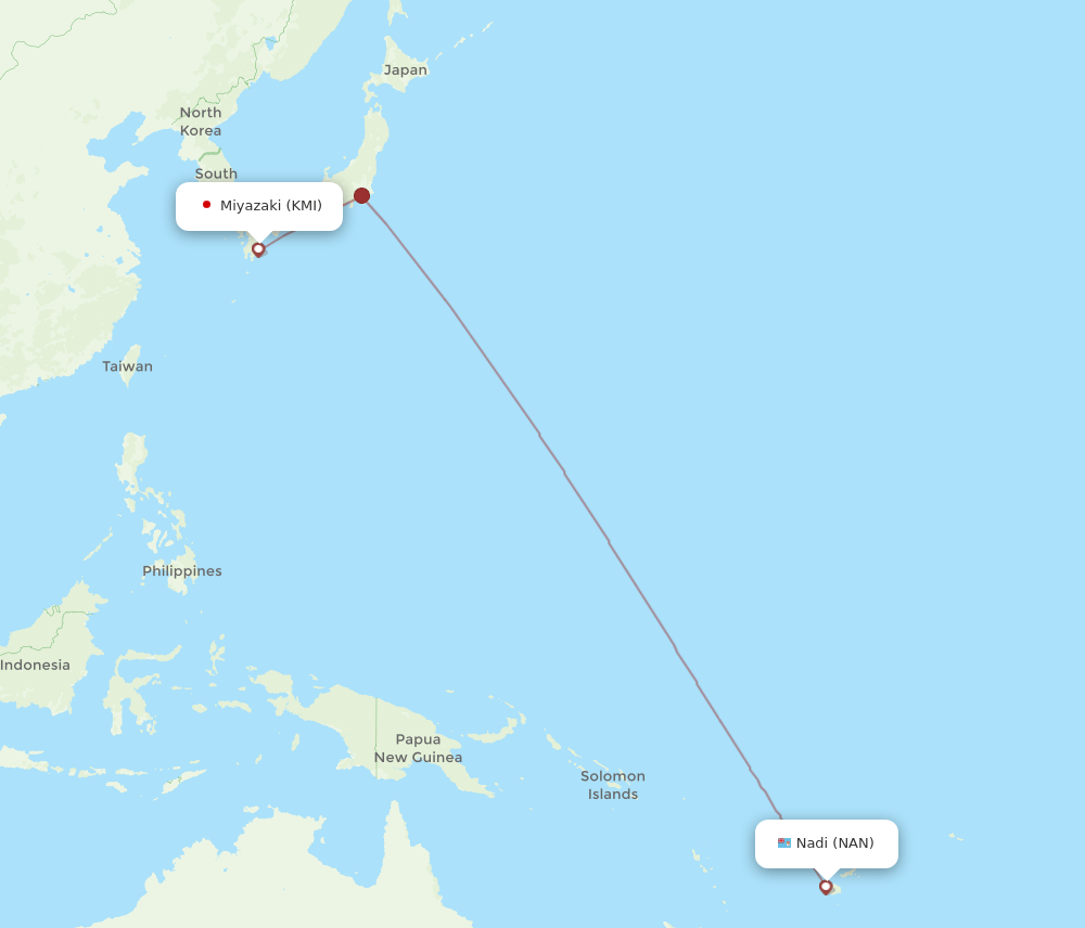 KMI-NAN flight routes