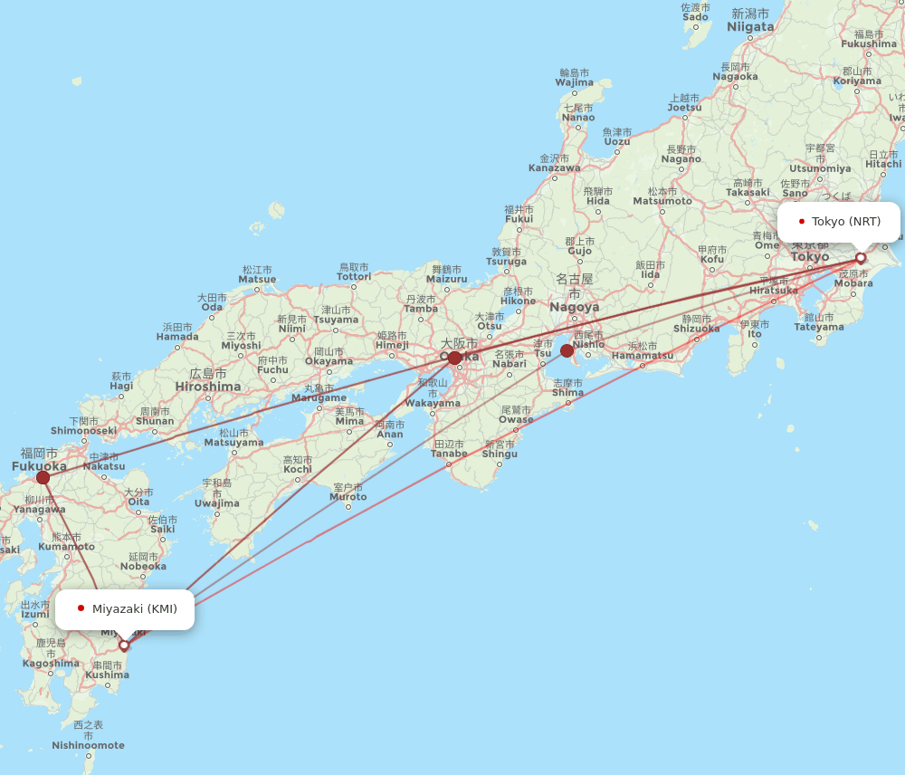 KMI-NRT flight routes