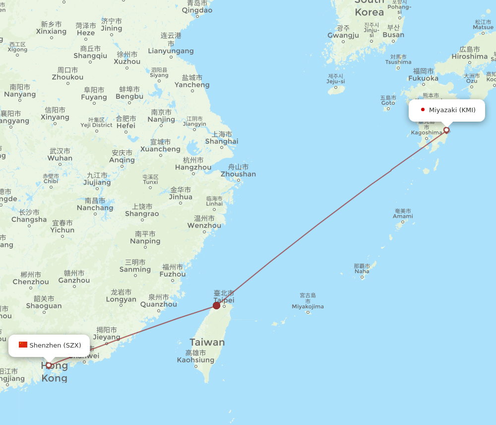 KMI-SZX flight routes