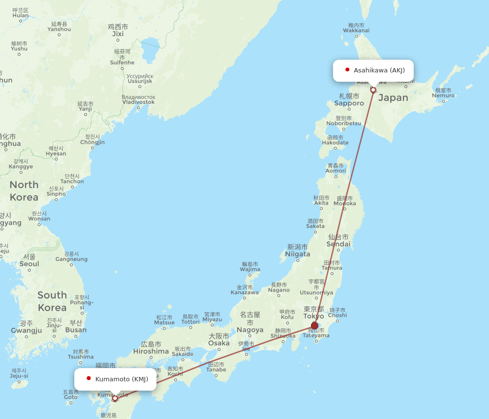 KMJ-AKJ flight routes