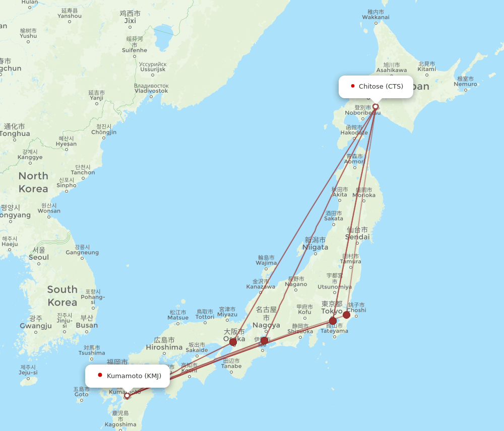 KMJ-CTS flight routes