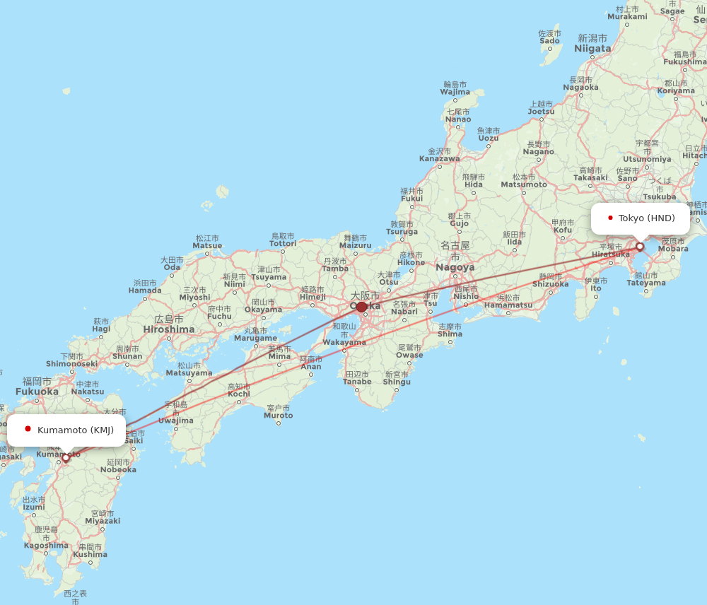 KMJ to HND flights and routes map