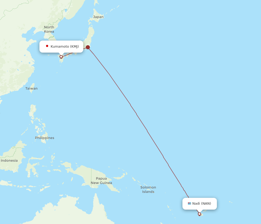 KMJ-NAN flight routes