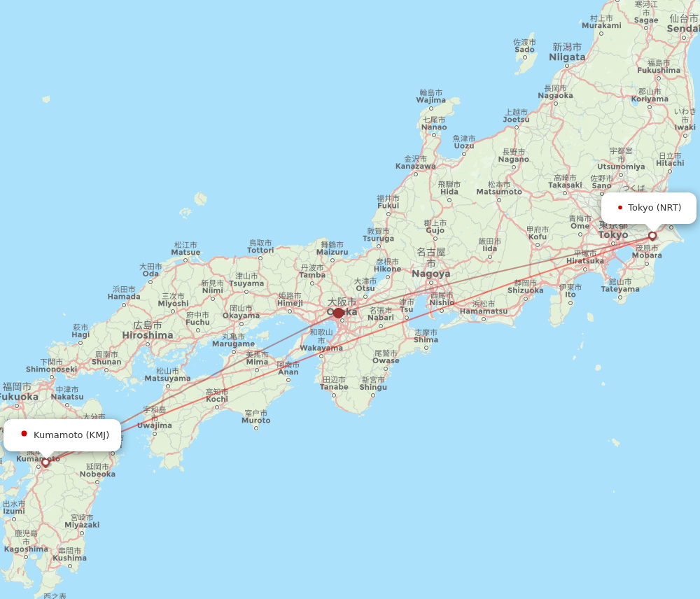 KMJ to NRT flights and routes map