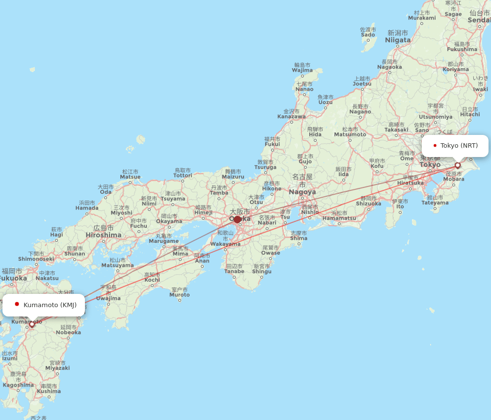 KMJ-NRT flight routes