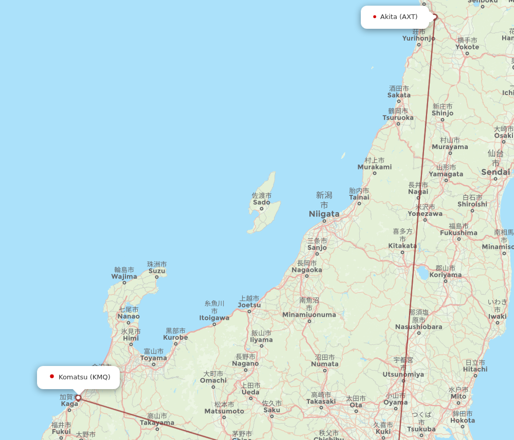KMQ to AXT flights and routes map