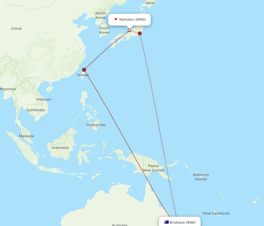KMQ to BNE flights and routes map