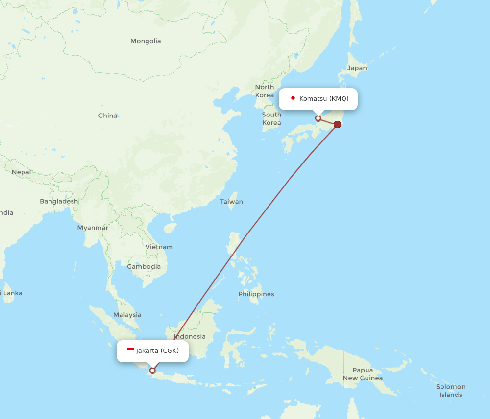 KMQ to CGK flights and routes map