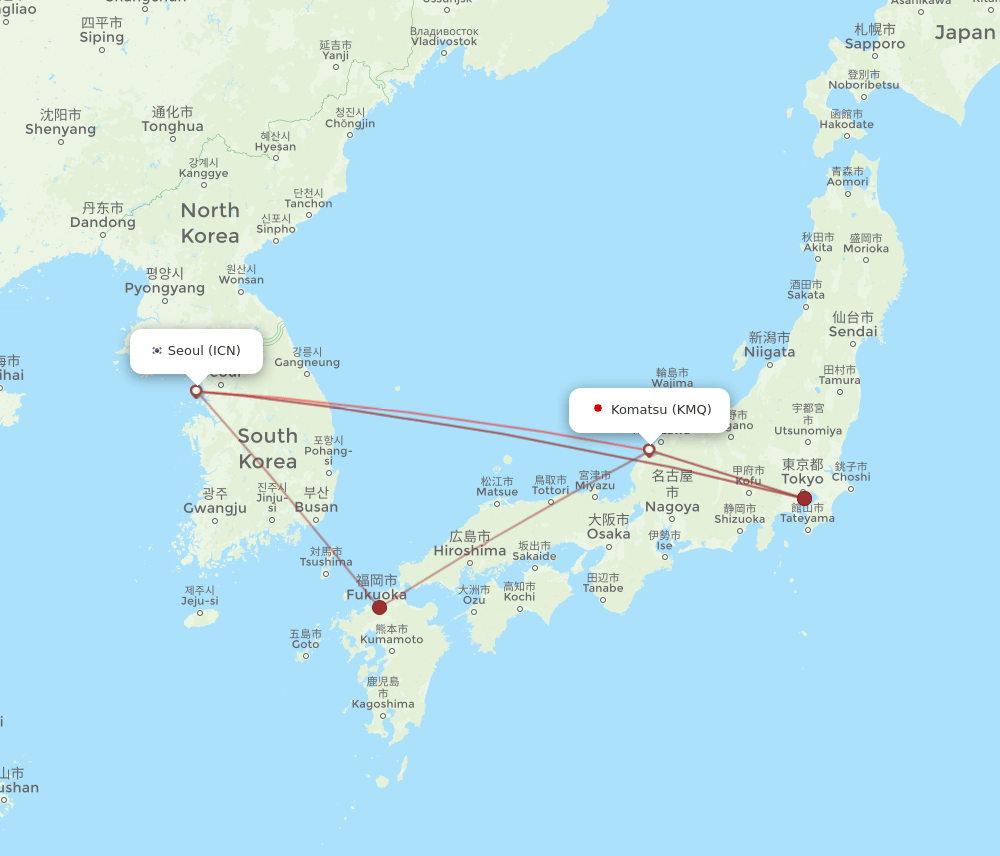 KMQ-ICN flight routes