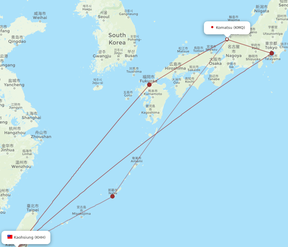KMQ-KHH flight routes