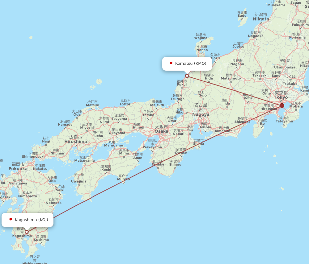 KMQ to KOJ flights and routes map