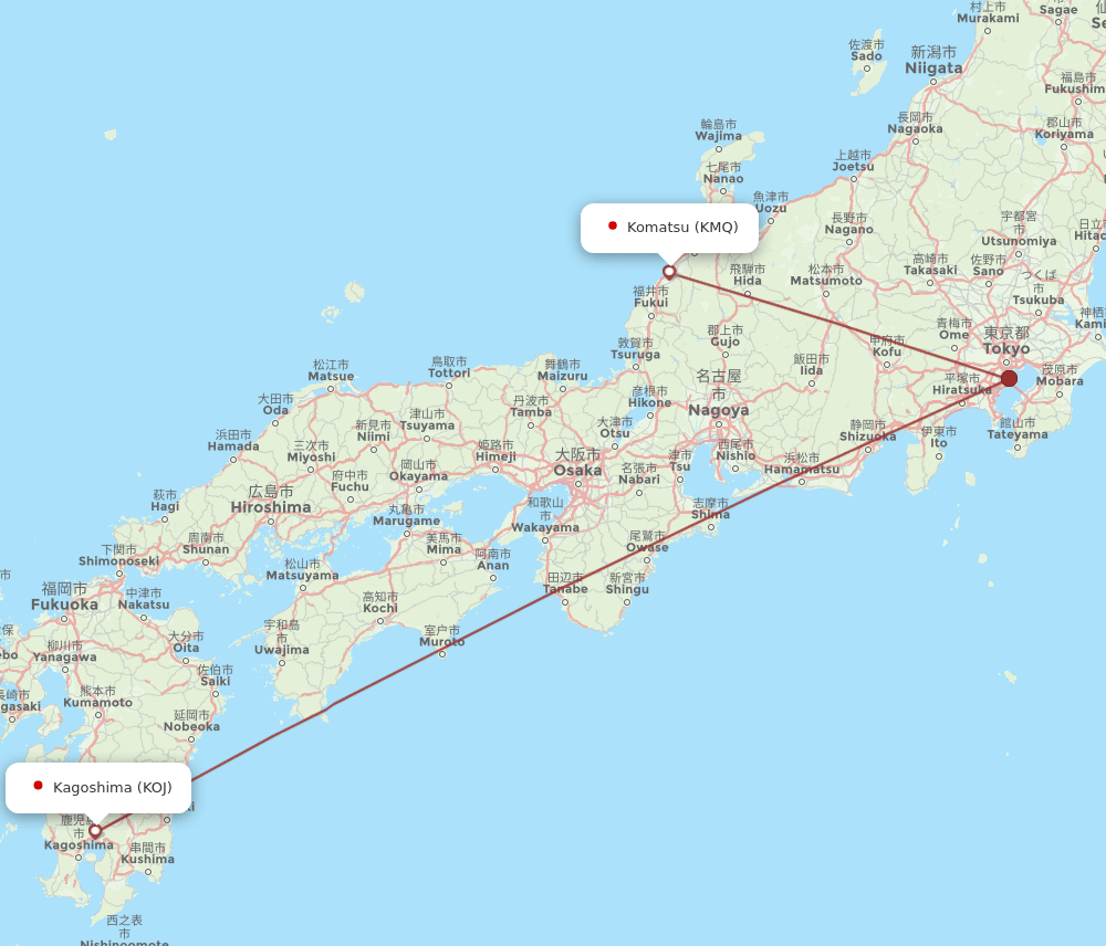 KMQ-KOJ flight routes