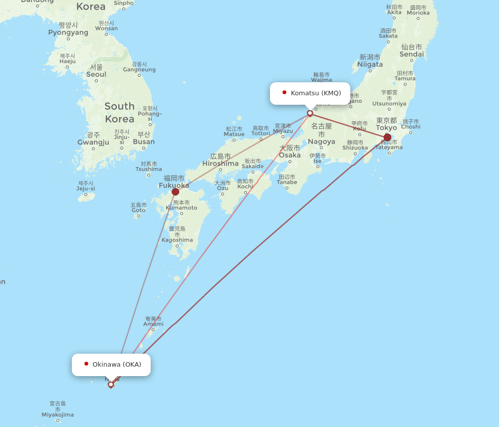 KMQ to OKA flights and routes map